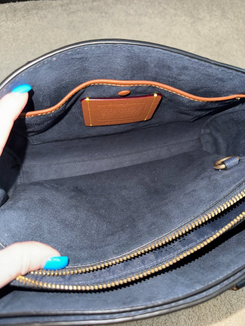 Coach Brooke Carryall 28 in Midnight Navy with Coach Create customization, EUC - Picture 8 of 13